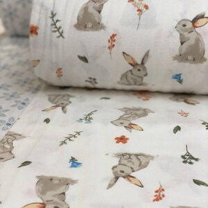 Bunny Rabbit Brushed Flannel Cotton Fabric Premium quality . Width 240cm image 3