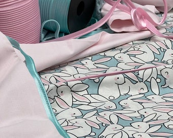 100% Cotton Fabric, Bunny Rabbit Fabric ,   Striped Design  Fabric. Egyptian Cotton Extra wide- 240cm .