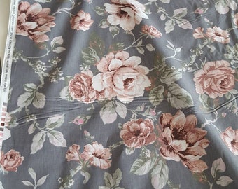 Rose Floral Fabric 100% Cotton Material Vintage / Roses / Flower 240/94.5'' cm wide.