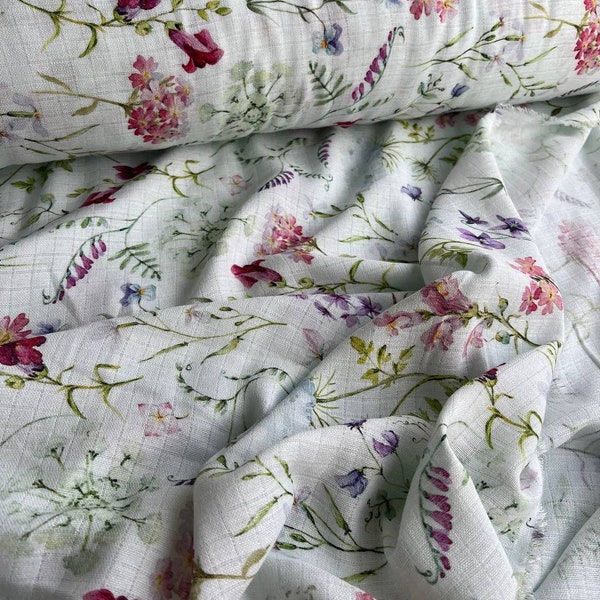 100% Organic Cotton Double Gauze  Muslin Fabric . Digital  printed Fabric.   Botanical Fabric, Floral  Fabric. Width 240cm