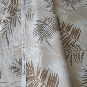 Palmenblätter Print Baumwollstoff, Beige Tropisches Dekor, 240 cm Breit