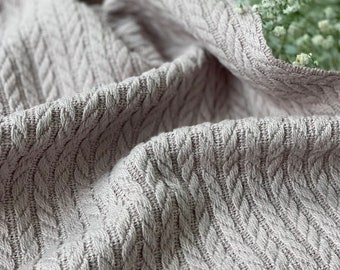 Cable Textured Knit Fabric, Greige colour, 100% Cotton. 240cm Wide