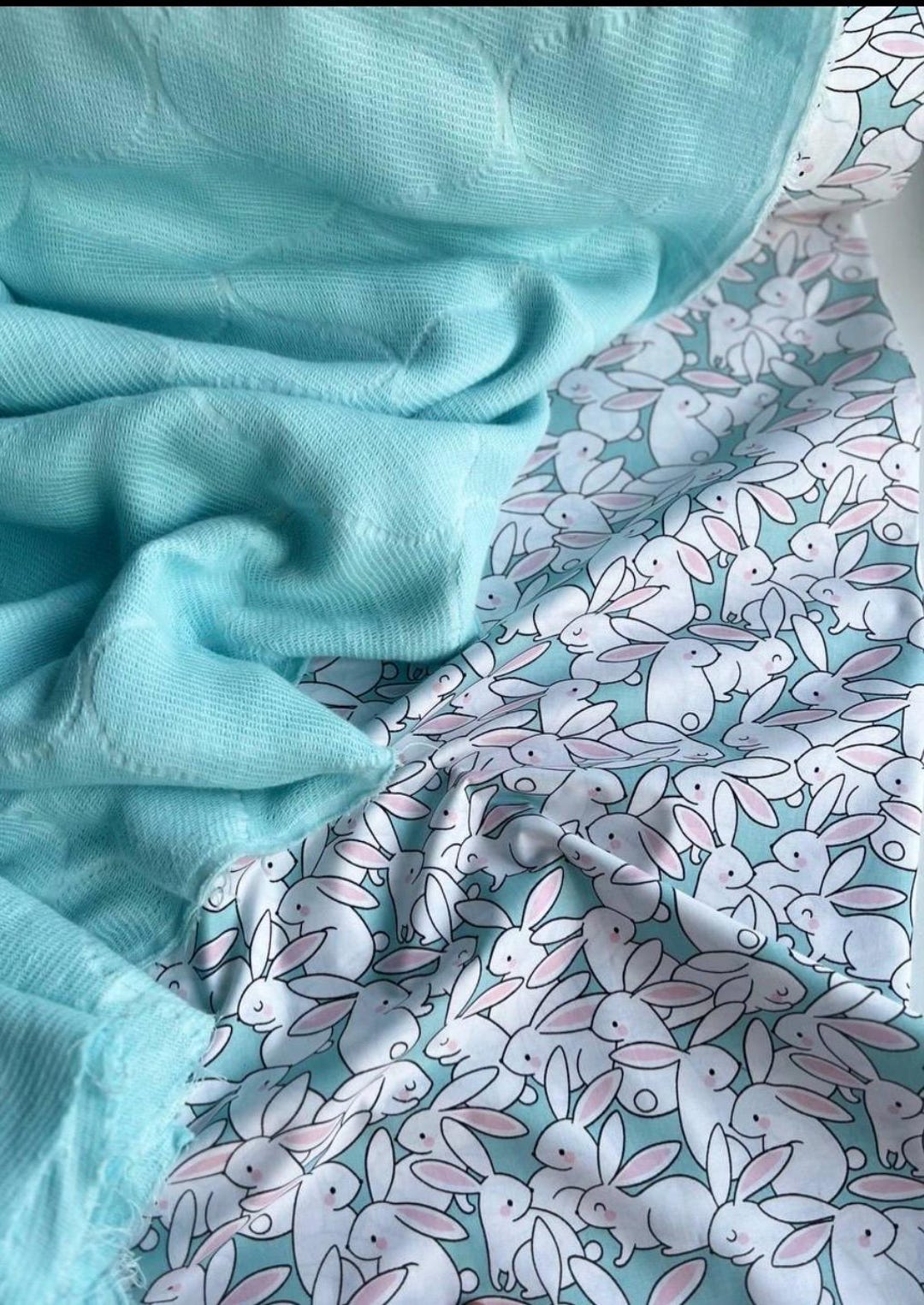 Bunny Rabbit Cotton Fabric, Turquoise, 240cm Wide - Etsy