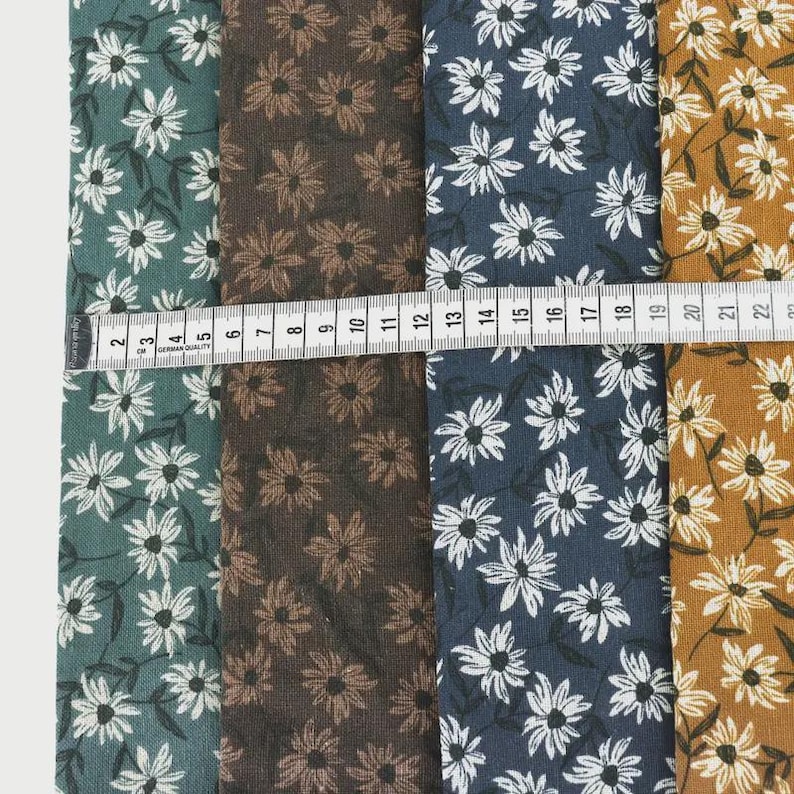 Lot floral de gros quartiers – 5 pièces | Tissu aspect lin 100 % coton | Quilting, patchwork, couture et travaux manuels image 7