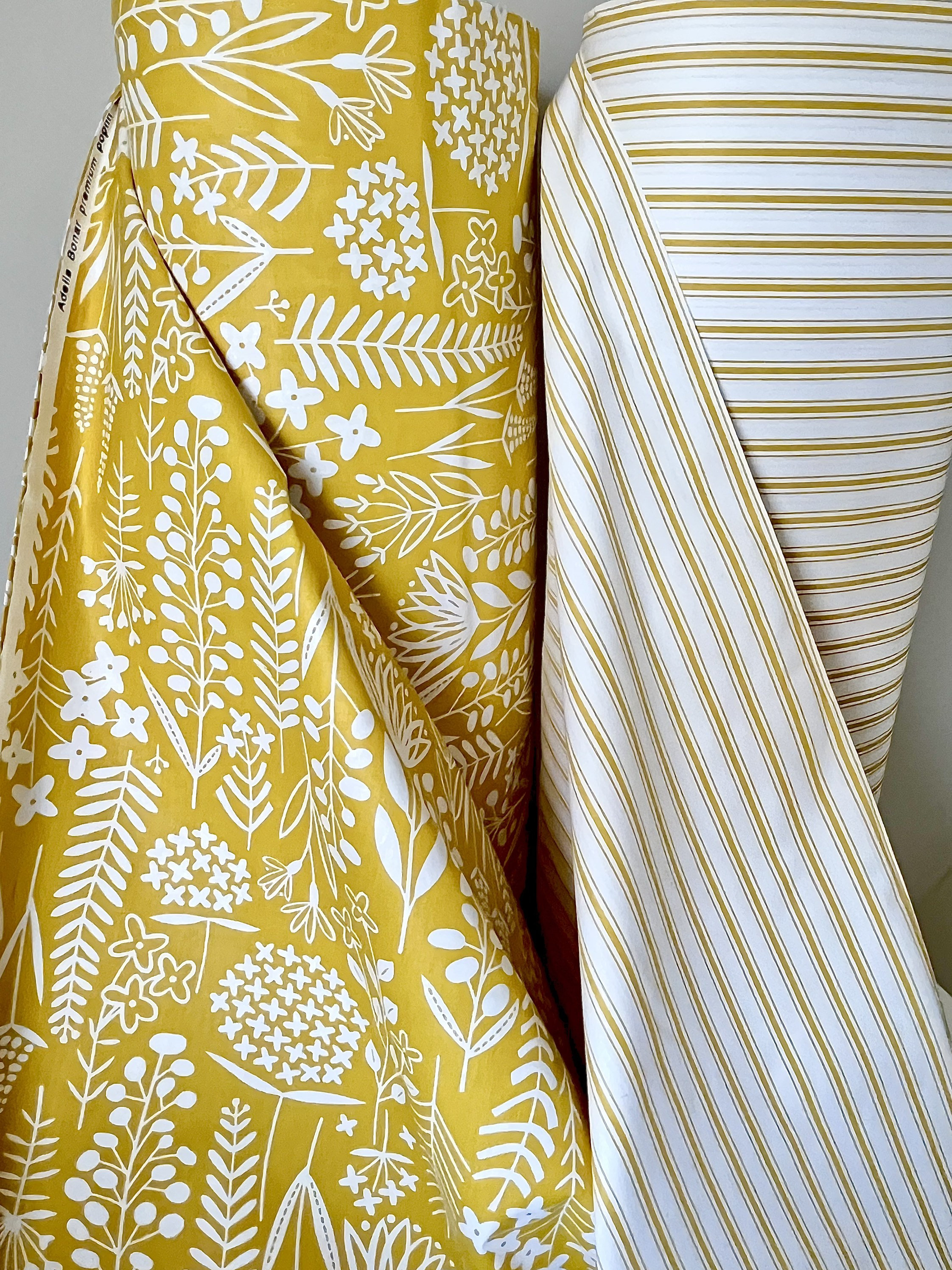  5 Yard Bright Yellow Cotton Fabric, Natural Cotton
