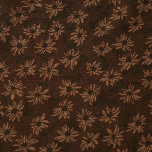 Peut inclure: Tissu textile marron avec un motif r&eacute;p&eacute;t&eacute; de fleurs stylis&eacute;es brun clair. Les fleurs sont dispers&eacute;es sur le fond brun fonc&eacute;. Le mot "TEXTILE" est imprim&eacute; en blanc.