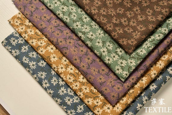 Floral Fat Quarter Bundle – 5 Pieces | 100% Cotton Linen Look Fabric | Quilting, Patchwork, Sewing & Crafts