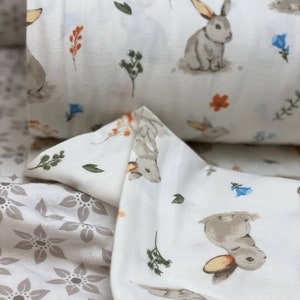 Bunny Rabbit Brushed Flannel Cotton Fabric Premium quality . Width 240cm image 2