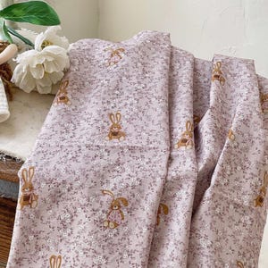 Bunny Fabric, ditsy floral pattern fabric. 100% Cotton material, Spring & Easter Print.