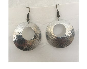 Aluminum Discs with cut out circle earrings