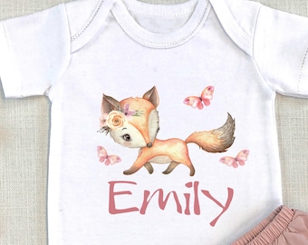 Baby Body Fuchs, personalisiert, Baby Body, Baby Name, Geschenk zur Geburt, Geburtstagsgeschenk Baby,  Mädchen Geschenk