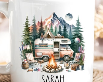 Personalized camping mug, ceramic, plastic mug, enamel mug with your desired name, personalized, camper mug, tent mug, holiday mug
