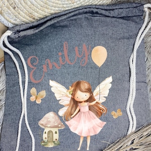 Personalisierter Turnbeutel kleine Fee, personalisiert  für Kinder, Sportbeutel, Kinderbeutel, Geburtstagsgeschenk, Einschulung,Kindergarten