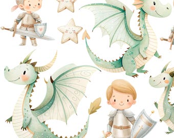 Little dragon sticker, birthday, washable, vinyl sticker, wall sticker, unicorn, prince, castle, iron-on transfer for light and dark fabrics