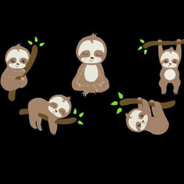 Sloth HUGE SET  Embroidery Design,  4 Sizes each design, 35 files!!