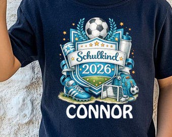 Personalized children's T-shirt, kids' shirt, schoolchild T-shirt, first day of school, various colors, football, birthday shirt, PA243