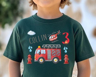 Feuerwehr T Shirt, Geburtstagsshirt mit Name und Zahl, verschiedene Farben, Geburtstagsgeschenk,   Feuerwehr, Tatütata, HD21,Jungen Geschenk
