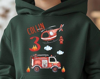 Fire brigade hoodie, birthday hoodie, birthday gift, personalized hoodie, boys hoodie, fire brigade, sirens, HS2