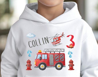 Fire brigade hoodie, birthday hoodie, birthday gift, personalized hoodie, boys hoodie, fire brigade, sirens, HD21