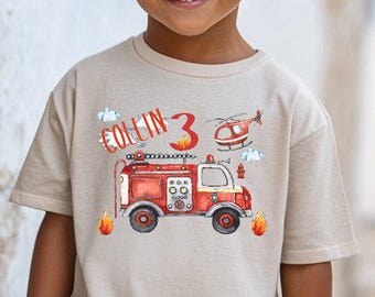 Fire brigade T-shirt, birthday shirt with name and number, various colors, birthday gift, fire brigade, siren, HD12, boys gift