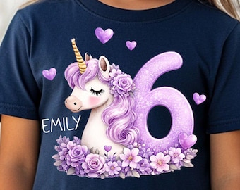 Unicorn T-shirt, birthday shirt with name, various colors, birthday gift, personalized number gift, first day of school, PA336