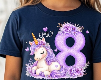 Unicorn T-shirt, birthday shirt with name, various colors, birthday gift, personalized number gift, first day of school, PA341