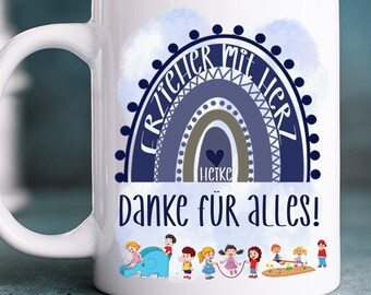 Erzieher Tasse, Kiga Tasse, Kindergarten Tasse,  Kunststofftasse oder Emaille Becher mit Wunschname, Tasse personalisiert, Geschenk