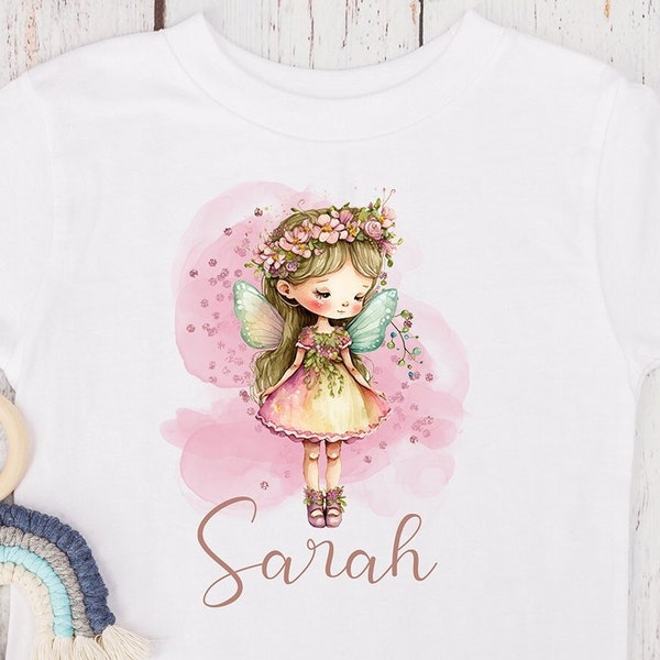 T Shirt Prinzessin T Shirt Fee, Wasserfarben, Namenstag, Wunschname, T Shirt personalisiert, Geburtstagsshirt, Geschenk,