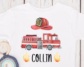 T Shirt Feuerwehr, Feuerwehrauto, Jungen, Feuer,  Baby Body, Kindergarten, Wasserfarben, Namenstag, Wunschname, personalisiert, Geschenk