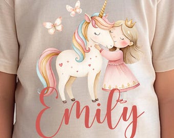 Personalized children's T-shirt, kids' shirt, unicorn T-shirt, unicorn, various colors, girls' shirt, birthday shirt, PA52