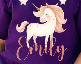 Personalized children's T-shirt, children's shirt, unicorn T-shirt, unicorn, various colors, girl's shirt, birthday shirt, PA57