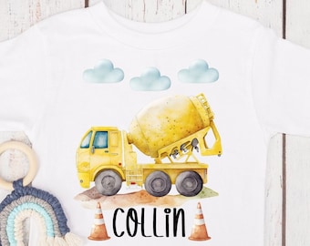 T Shirt Baustelle, Bagger, Baufahrzeug, Auto, Kran, Baby Body, Kindergarten, Wasserfarben, Namenstag, Wunschname, personalisiert, Geschenk