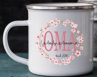 Grandma mug, grandmother, grandchildren, children's kindergarten, plastic or enamel mug with desired name, personalized mug, gift