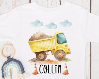 T Shirt Baustelle, Bagger, Lastwagen LKW, Auto, Kran, Baby Body, Kindergarten, Wasserfarben, Namenstag, Wunschname, personalisiert, Geschenk