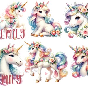 Einhorn Sticker oder Bügelbild mit Wunschname, Aufnäher, Sommer, Vinylsticker, Transfer für Helle und Dunkle Textilien, DIY T Shirt