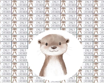 Name stickers, school stickers, labels with name, personalized, iron-on labels, boy, woodland animals, otter, otter class, NA104