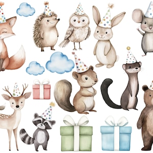 Waldtiere Sticker, Geburtstag, abwaschbar, Vinylsticker, Wandsticker, Bär Sticker ,Eule Sticker, Reh, Hase, Igel, Maus, Sommer,Bügelbild