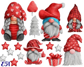 Gnome, Zwerge, Weihnachten Bügelbild, Vinylsticker oder Stoffpatch, Transfer für Helle und Dunkle Textilien, DIY T Shirt, Basteln