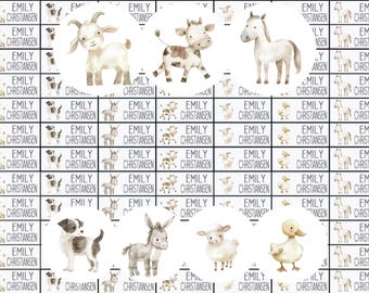 Name stickers, school stickers, labels with name, personalized, iron-on labels, boy, forest animals, farm animals, NA12