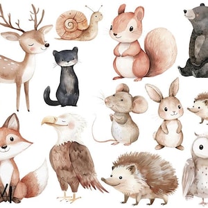 Woodland Sticker, Bügelbilder Reh, abwaschbar, Vinylsticker, Wandsticker, Fuchs Sticker , Bär Sticker, Eichhörnchen, Frühling Bügelbild