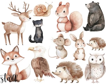 Woodland stickers, iron-on deer, washable, vinyl stickers, wall stickers, fox stickers, bear stickers, squirrel, spring iron-on image