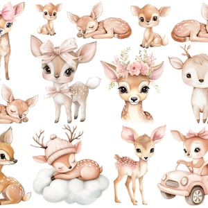 Rehkitz Sticker, Bügelbilder Reh, abwaschbar, Vinylsticker, Wandsticker, Kleines Reh Sticker ,Pink Sticker, Mädchen, Sommer, Bügelbild