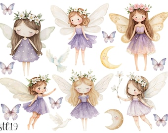 Little fairy stickers, iron-on fairy stickers, washable, vinyl stickers, wall stickers, butterfly stickers, purple, summer, iron-on image