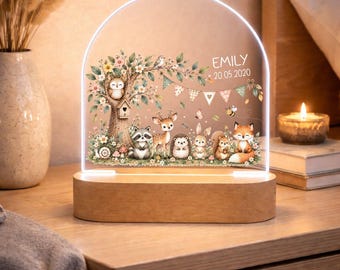 Night light return, personalized with name and birthday, sleep light, baby gift, christening, birthday, kindergarten, gift, l10001