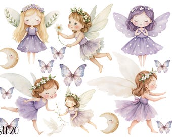 Little Fairy Stickers, Iron-on Fairy Stickers, Washable, Vinyl Stickers, Wall Stickers, Butterfly Stickers, Purple, Summer, Iron-on Transfer