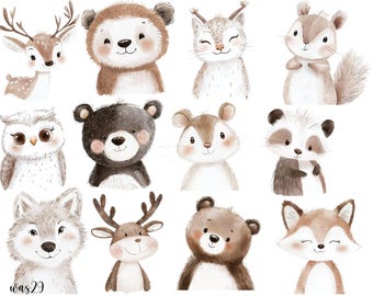 Woodland animal stickers, birthday, washable, vinyl stickers, wall stickers, summer, woodland, boho, deer, wolf, bear, squirrel