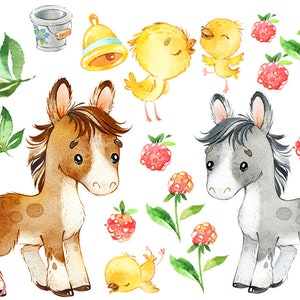 Vinyl sticker farm, sticker horse, calves, foals, washable, for car, books, windows, A4 or A5,