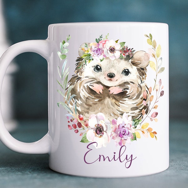 Igel Tasse, Kunststofftasse oder Emaille Becher mit Wunschname, Tasse personalisiert, Geschenk