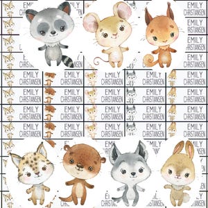 Name stickers, school stickers, small forest animal stickers, labels with name, personalized, girls, NA31