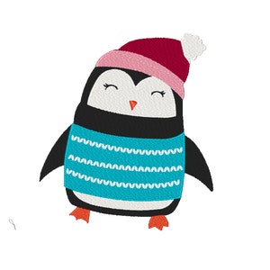 Penguin Embroidery Design 4 Sizes , 4,5,6,7 Inch, Christmas Embroidery